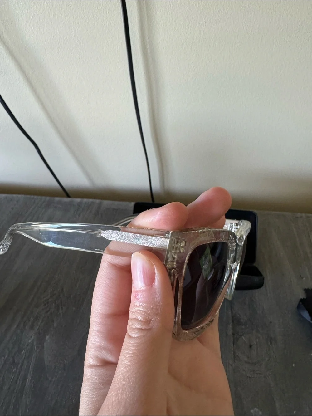 Versace Translucent Green Square Sunglasses with Dark Lenses